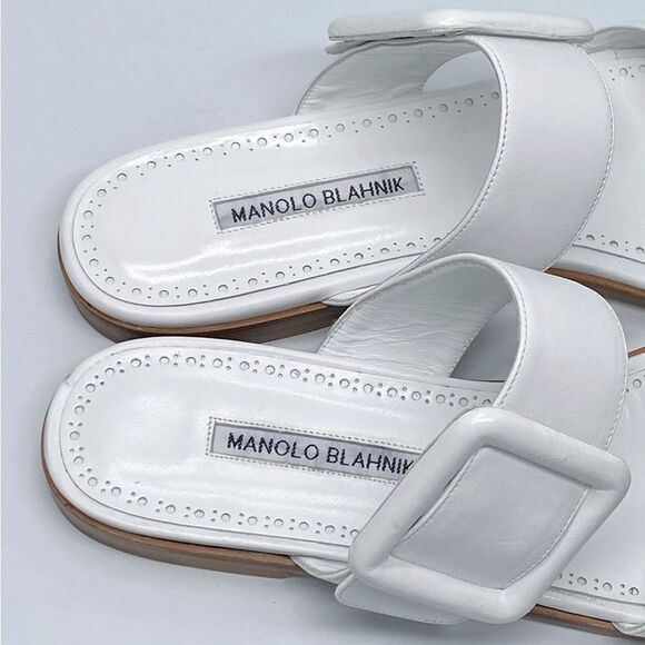 Manolo Blahnik Tituba Leather Buckle Sandals size 40 - Picture 3 of 12